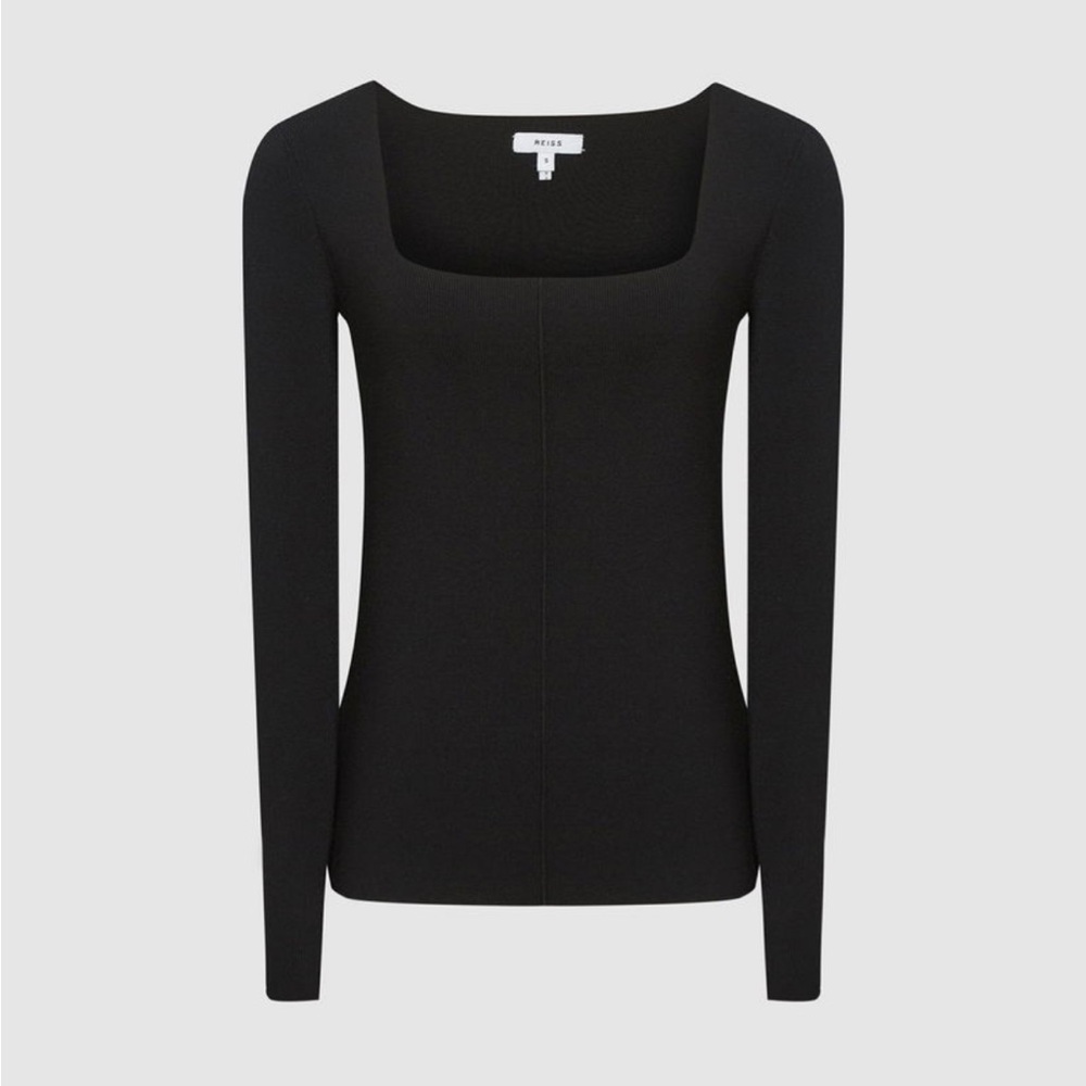 Reiss Seren Square Neck Knitted Top